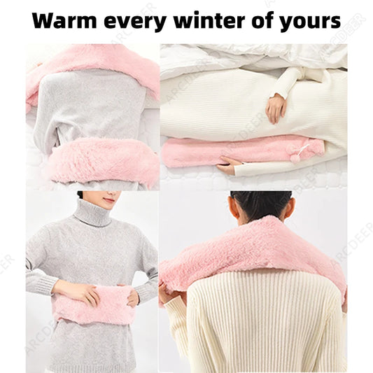 1L Plush Hot Water Bag – Long Waist & Back Warmer for Pain Relief & Comfort