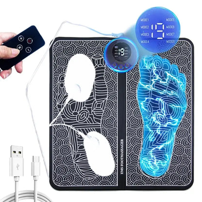 Electric Foot Massager Stimulation Pad with Remote – 8 Modes & 19 Intensity Levels, Lightweight Design to Relieve Foot Pressure & Fatigue