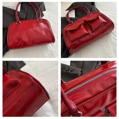 Retro PU Leather Hobo Satchel – Women’s Designer Armpit Bag with Double Pockets
