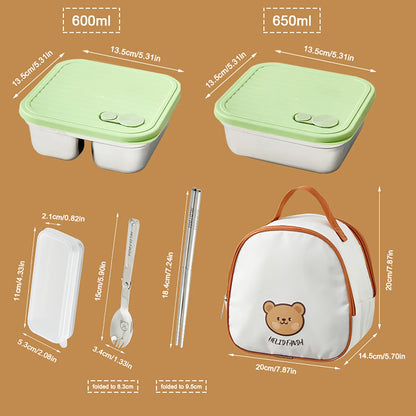 304 Stainless Steel Bento Box – Leak-Proof, Stackable & Portable Lunch Container for Students