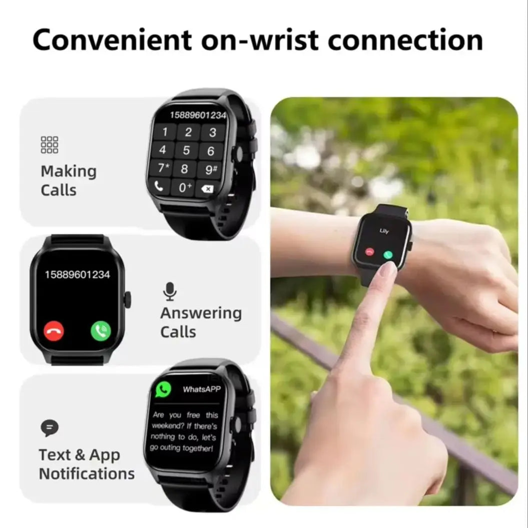 Smart Watch 2025 – Bluetooth Call, Music, Fitness Tracker, Sports Pedometer & Alerts – Smartwatch for iPhone & Android