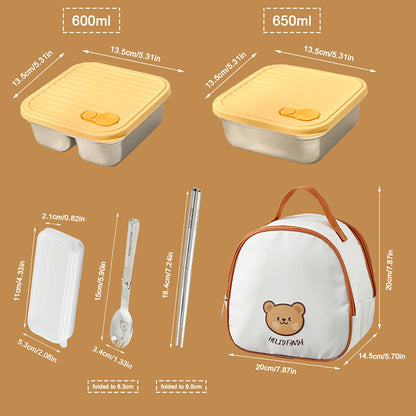 304 Stainless Steel Bento Box – Leak-Proof, Stackable & Portable Lunch Container for Students