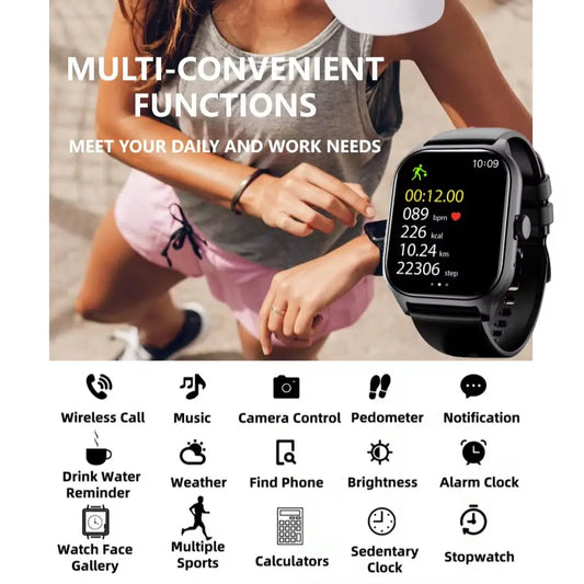 Smart Watch 2025 – Bluetooth Call, Music, Fitness Tracker, Sports Pedometer & Alerts – Smartwatch for iPhone & Android