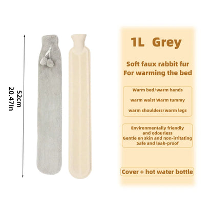 1L Plush Hot Water Bag – Long Waist & Back Warmer for Pain Relief & Comfort
