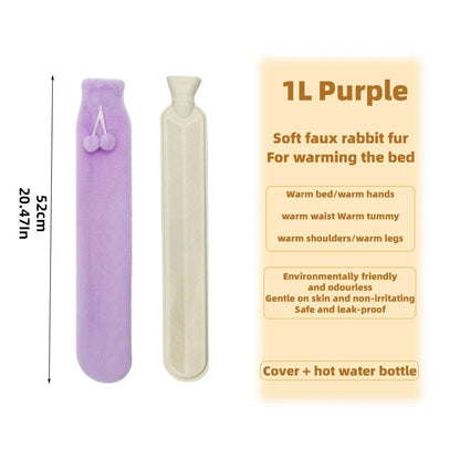 1L Plush Hot Water Bag – Long Waist & Back Warmer for Pain Relief & Comfort