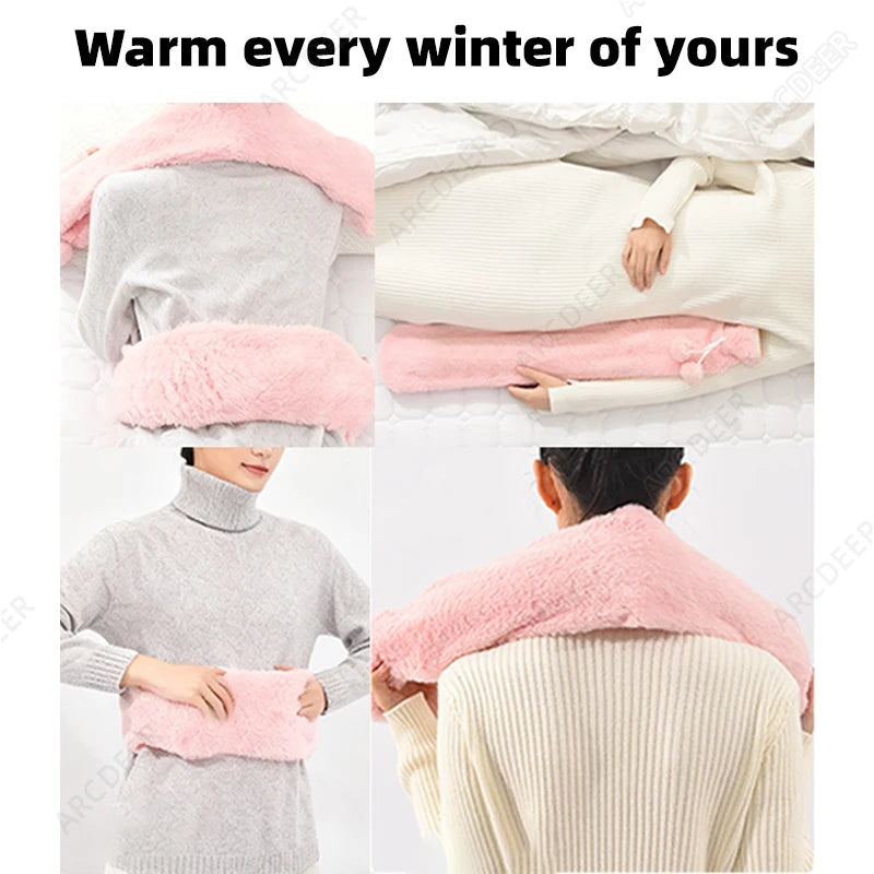 1L Plush Hot Water Bag – Long Waist & Back Warmer for Pain Relief & Comfort