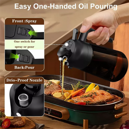 2-in-1 Olive Oil Sprayer & Dispenser – 16oz Glass Leak-Proof Bottle for Cooking & Air Fryer Use