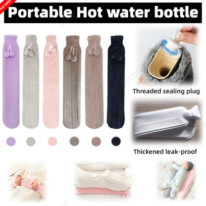 1L Plush Hot Water Bag – Long Waist & Back Warmer for Pain Relief & Comfort