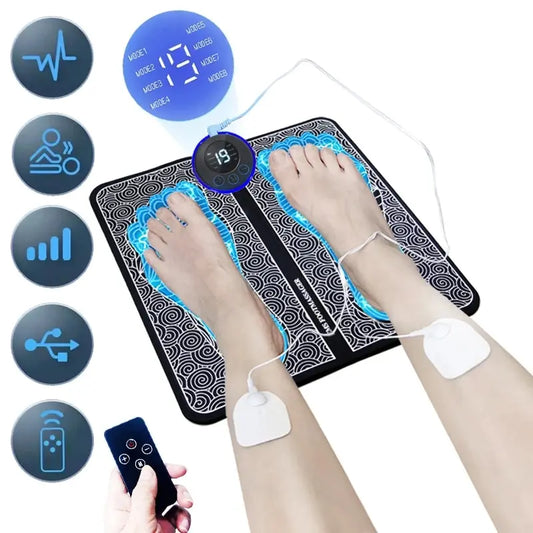 Electric Foot Massager Stimulation Pad with Remote – 8 Modes & 19 Intensity Levels, Lightweight Design to Relieve Foot Pressure & Fatigue