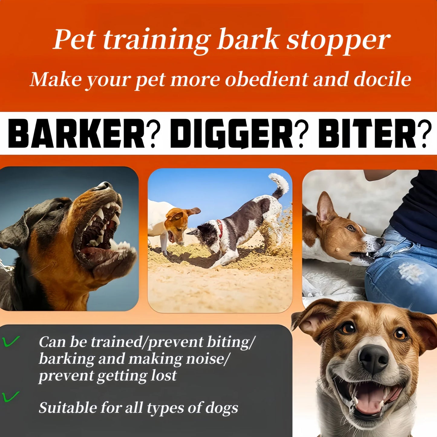 Rechargeable Waterproof Dog Training Collar with Remote – Anti-Bark Device for All Sizes