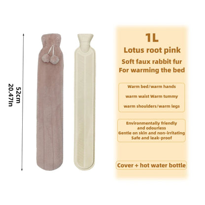 1L Plush Hot Water Bag – Long Waist & Back Warmer for Pain Relief & Comfort