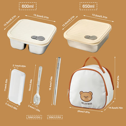 304 Stainless Steel Bento Box – Leak-Proof, Stackable & Portable Lunch Container for Students
