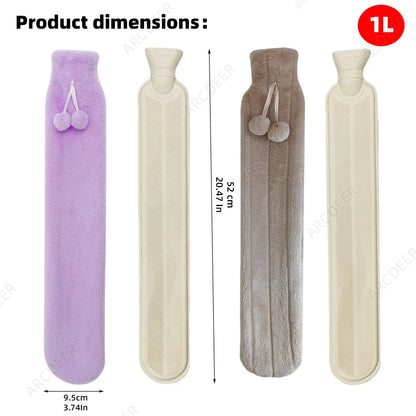 1L Plush Hot Water Bag – Long Waist & Back Warmer for Pain Relief & Comfort