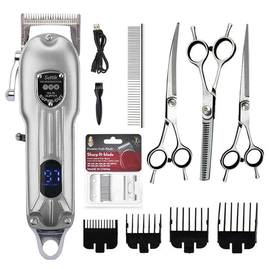 Professional Dog Hair Clipper – All-Metal Rechargeable Pet Trimmer & Cat Shaver, Low Noise Grooming Machine for Haircuts