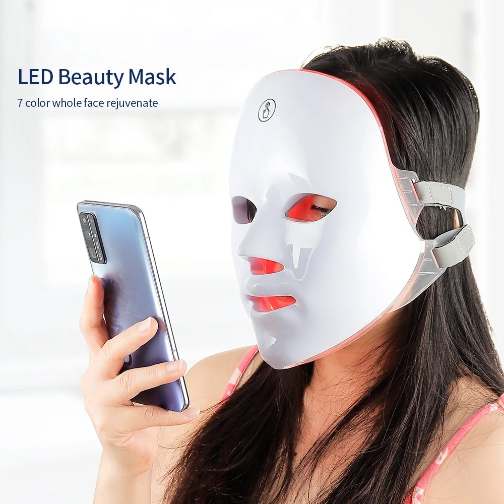 7-Color LED Face & Neck Mask – Wireless Photon Therapy for Skin Tightening & Rejuvenation