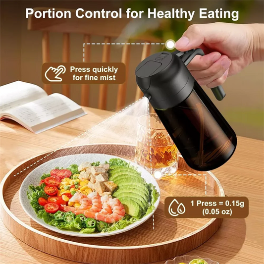 2-in-1 Olive Oil Sprayer & Dispenser – 16oz Glass Leak-Proof Bottle for Cooking & Air Fryer Use