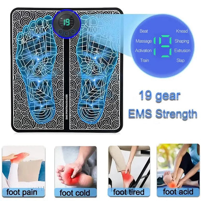 Electric Foot Massager Stimulation Pad with Remote – 8 Modes & 19 Intensity Levels, Lightweight Design to Relieve Foot Pressure & Fatigue