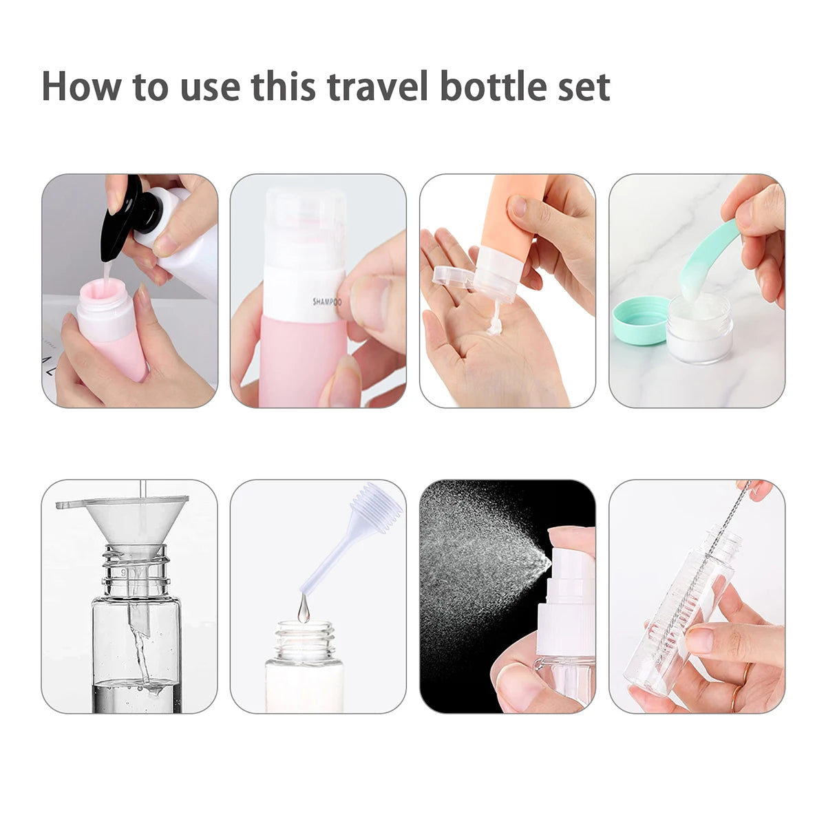 16-Pack Silicone Travel Bottles – Leak-Proof, TSA-Approved Toiletry Containers