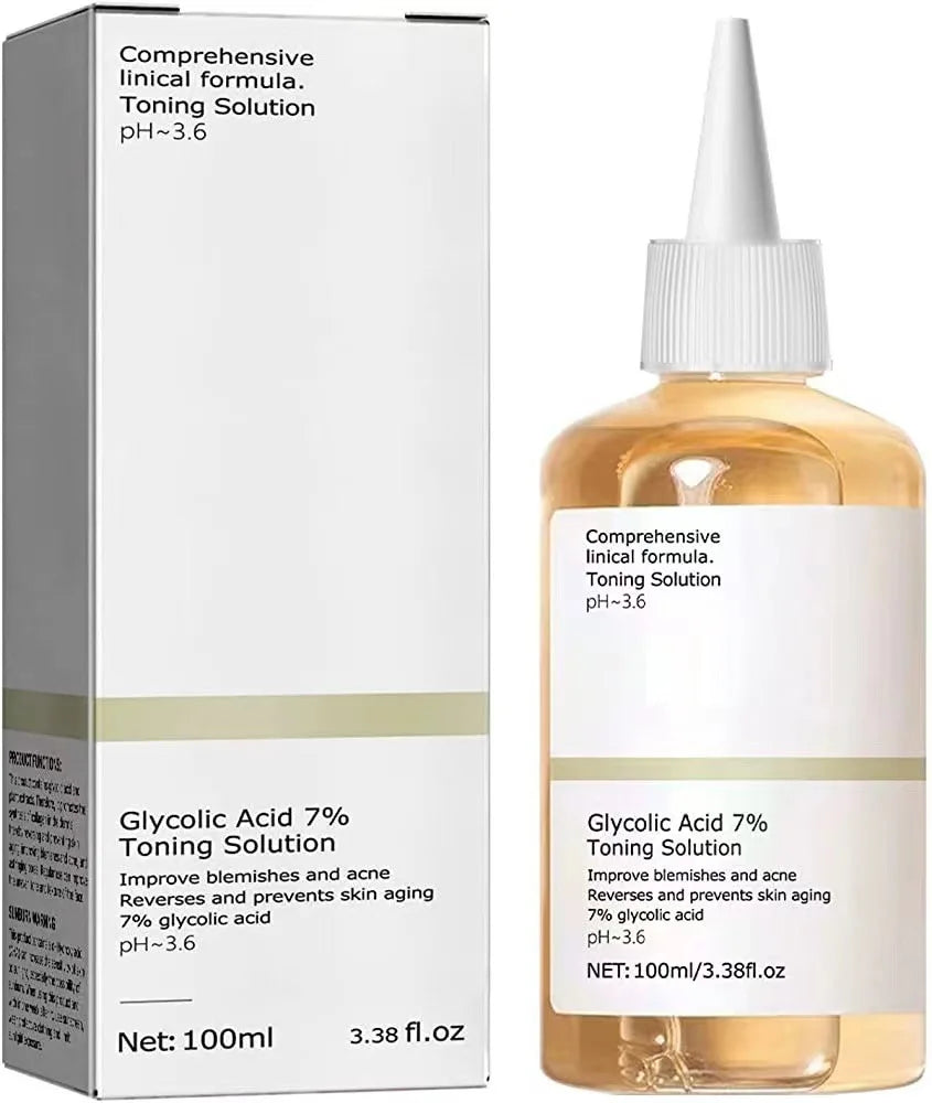100ml Glycolic Acid 7% Toning Solution – Acne Remover, Exfoliating & Moisturizing Lotion for Skin Rejuvenation