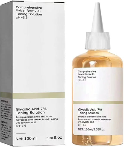 100ml Glycolic Acid 7% Toning Solution – Acne Remover, Exfoliating & Moisturizing Lotion for Skin Rejuvenation